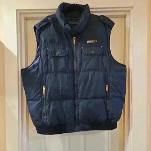 Coogi Mens Puffer Vest Sleeveless Winter Snow Jacket Navy Blue Size 4X